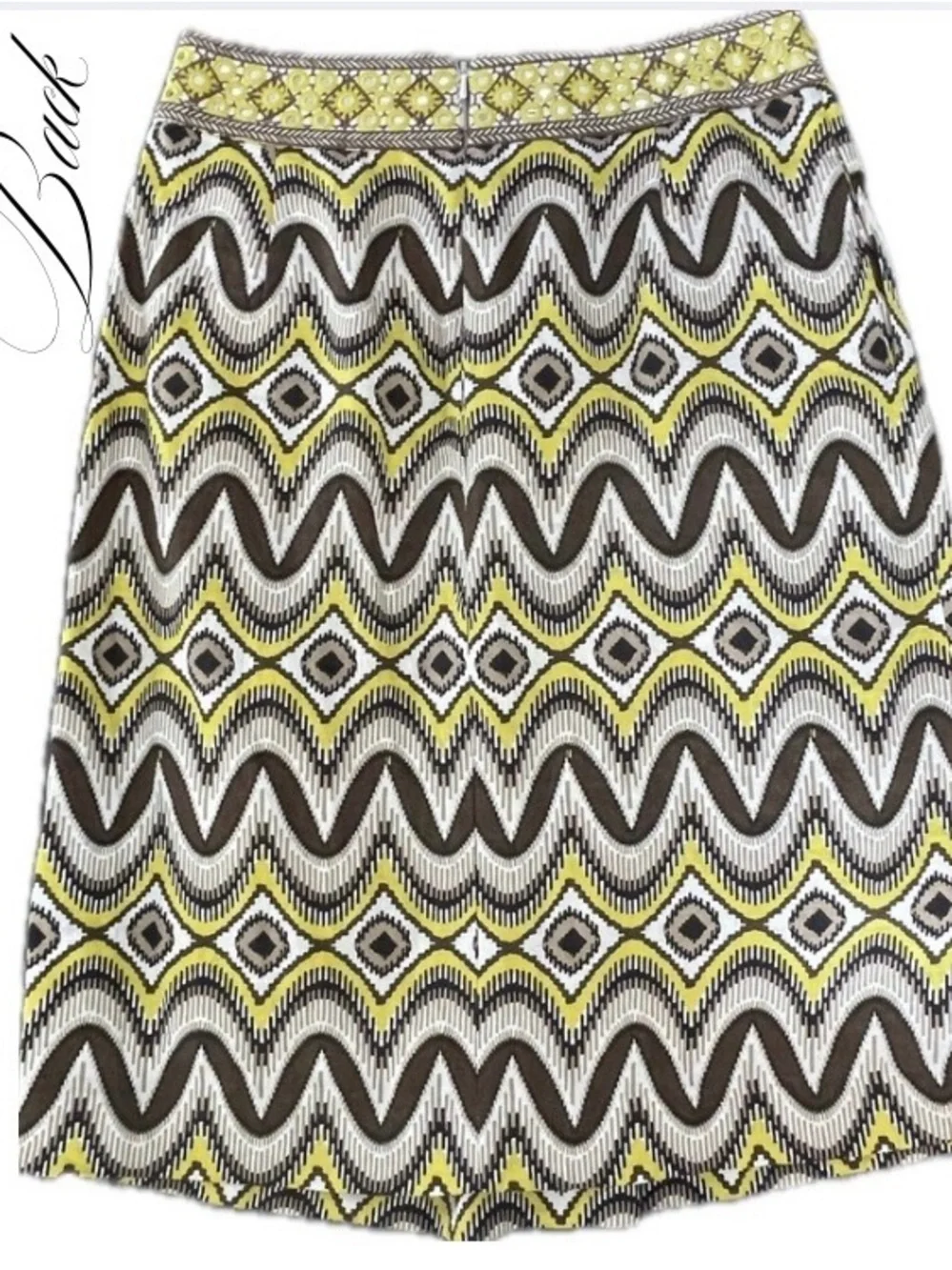 TORY BURCH Brown and Yellow Ikat Skirt